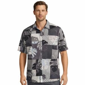 Tommy Bahama The Bahama Coast Mens Grey  Monstera Patchwork Shirt XL Performance